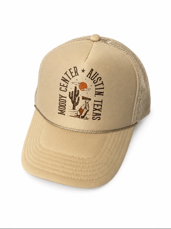 OTTO Accessories - Moody Center Austin Texas Trucker Hat, Western Desert Graphic Mesh Snapback Cap